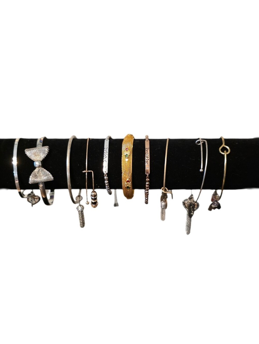 Gold and Silver Mixed Metal Bracelets - Bundle of 10 - Charms Bow Beads